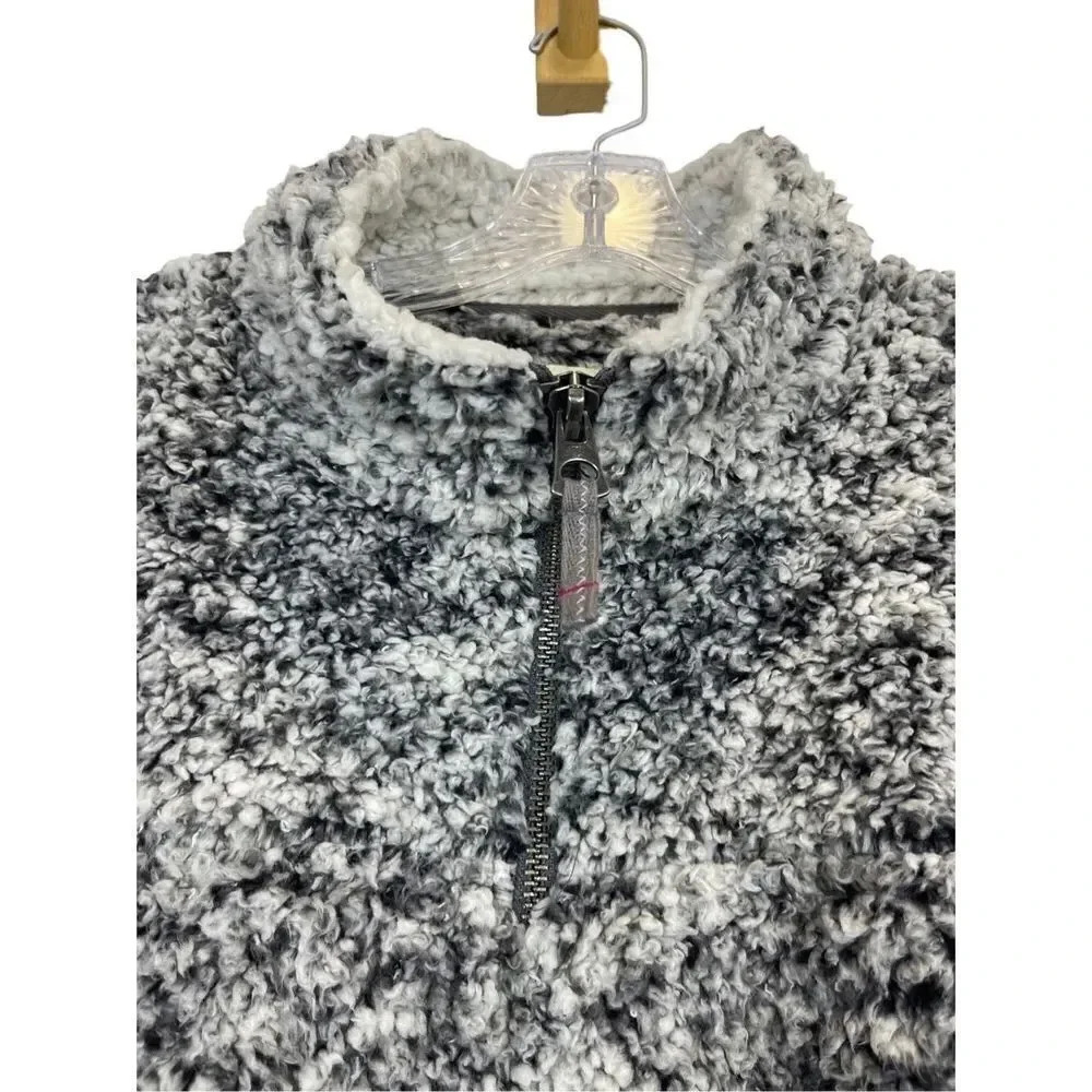 Dylan True Grit Snowcap Sherpa Fleece Oversized Pullover S Pockets 1/4 Zip Gray - Picture 5 of 8